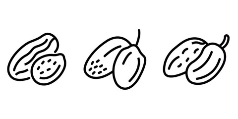 Date-fruit outline or line icon design bundle.