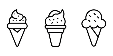 ice-cream outline or line icon design bundle.