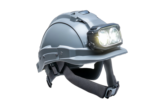 Industrial Helmet Lamp Isolated on Transparent Background PNG Image.