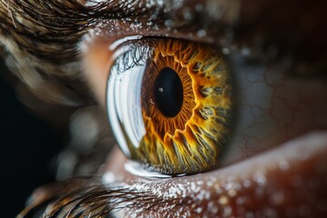 Fototapeta premium Extreme close-up of a human eye showcasing the complex structure and vibrant colors of the iris