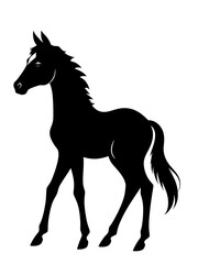 Obraz premium Horse illustration icon, black silhouette vector