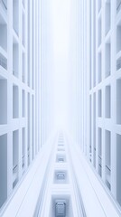 Obraz premium Architectural Corridor with Symmetrical Geometric Lines and Minimalist Design