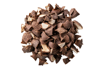 Chocolate Baking Chips Isolated on Transparent Background PNG Image.