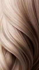 Fototapeta premium Soft, silky hair cascades in elegant waves, showcasing effective hair care methods that boost shine and enhance overall health during styling