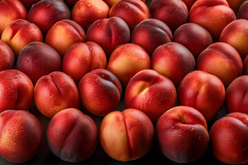 Fotograf&iacute;a profesional, de varias melocotones, realizando un fondo de pantalla de un patron de melocotones perfectamente alineados, realista, 4k 
