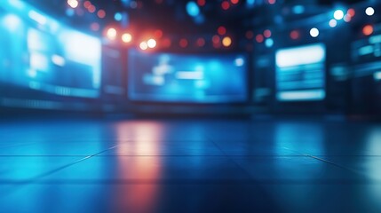 red blue tone color,  motion blur abstract background broadcasting studio with gradient light gradient glow background	
