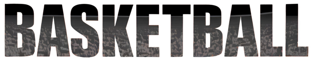 The text 'Basketball' was combined with the image of a basketball court to design the text to convey its meaning more clearly and vividly.