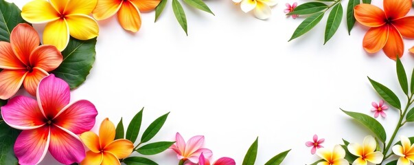 Vibrant hawaiian lei with flowers on white background, Hawaii, festive