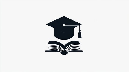 Graduation Icon, Education Symbol, Open Book, Cap, Knowledge, Abstract Design, Academic Illustration, for Educational Resources