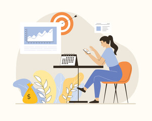 Search engine optimization SEO planning. Effective SEO budget plan. Flat vector illustration.