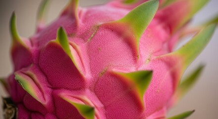 Fototapeta premium Close-up Dragon Fruit Showing Texture and Spikes, Exotic Fruit Food