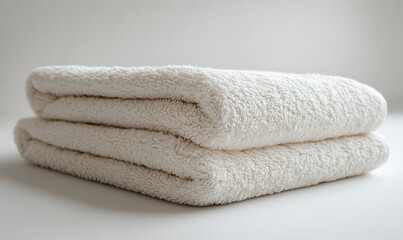 Two white towels folded on a white background