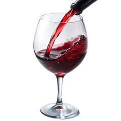 red wine pouring into glass