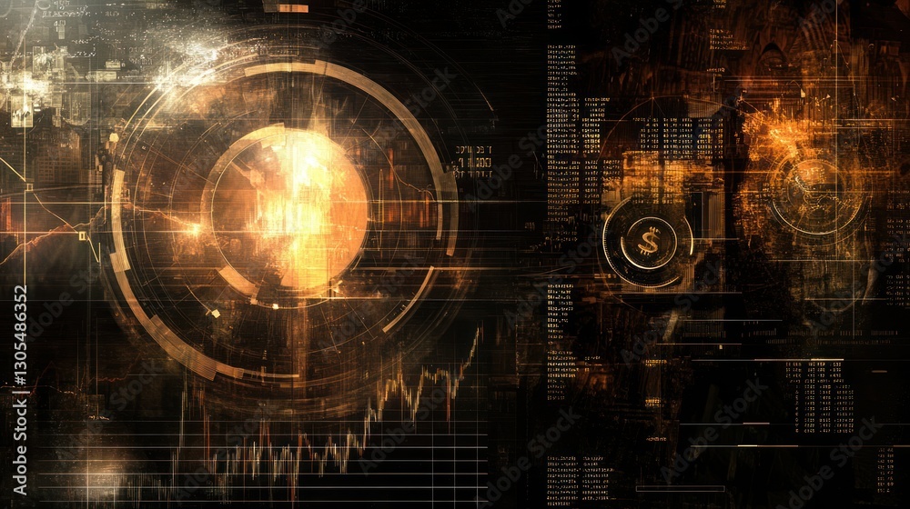 Poster futuristic hud display with data and graphs. possible use stock photo