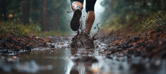 Dynamic Trail Running: Conquering Muddy Paths for Rugged Outdoor Adventure Enthusiasts