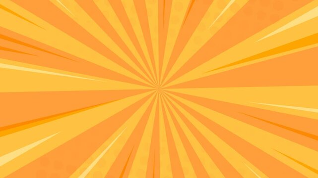 Sunburst Starburst rays yellow and orange color background. Rotating Sun ray animation background. Animated shining sun. Slow Motion video.