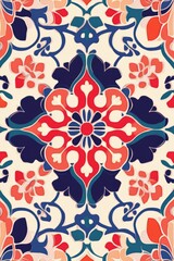 Seamless pattern featuring stylized flowers in vibrant colors, creating a lively and dynamic surface suitable for various design applications