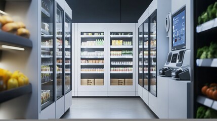 Automated grocery store interior