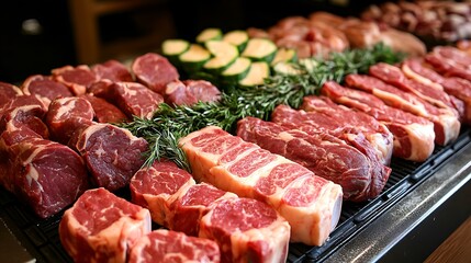 Display of assorted premium cuts