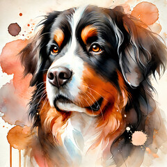 Fototapeta premium Bernese Mountain Dog Watercolor