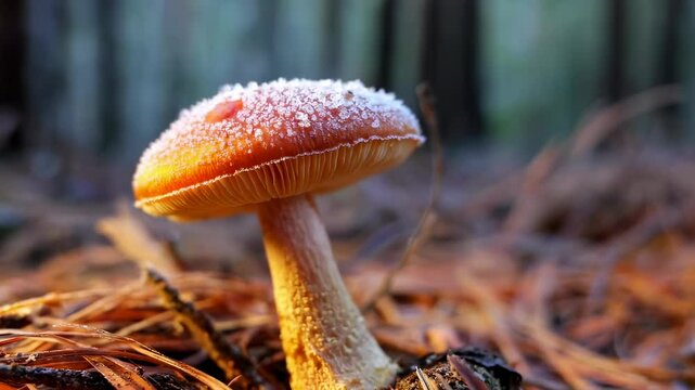Frost-Covered Saffron Milk Cap Mushroom