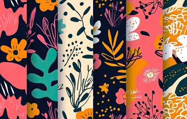 90s patterns, seamless pattern, flat lay, 36 images, colorful