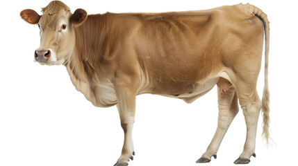 Grey-brown Brown Swiss cattle renowned for exceptional milk yield isolated on transparent background