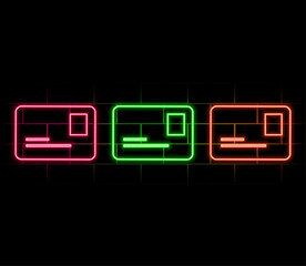 Neon bank card icon set. Payment methods sign. Vector illustration.2