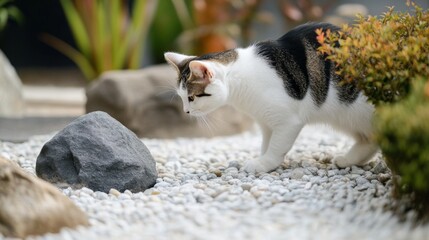 Fototapeta premium Cat in Japanese Garden (1)