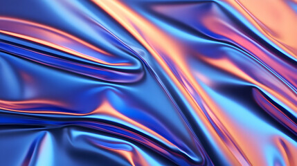 A captivating close-up of a silky texture in vibrant blue and orange hues, showcasing the interplay of light and shadow on the smooth surface, perfect for backgrounds and designs.
