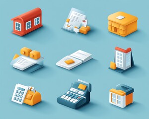 Isometric Buildings Blue Studio Background