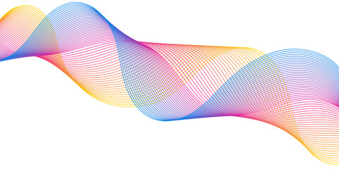 Abstract background with lines and waves. Medium banner size. Element for design isolated on white. Vector background for brochure, booklet, flyer, poster. Colorful gradient