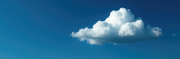 Obraz premium Soft white cloud suspended in mid-air on a dark blue background, landscape, vast