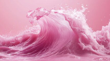 Pink Wave Splashing in Pastel Background