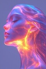 A woman's face with her eyes closed and her head tilted to the side
