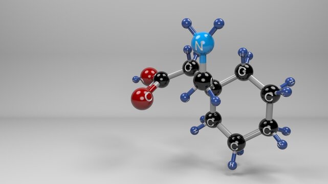 Gabapentin molecule. Molecular structure of treatment of neuropathic pain and restless legs syndrome or anticonvulsant.