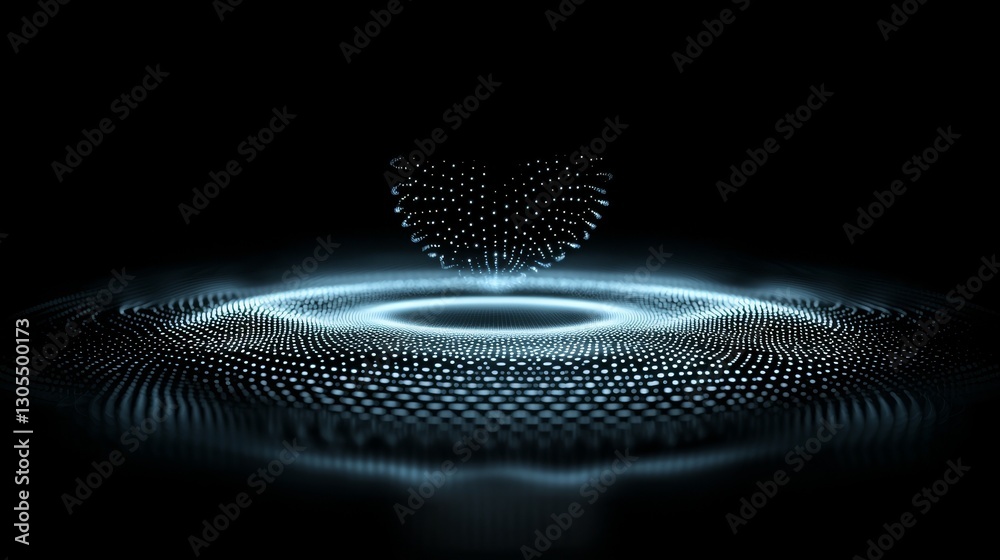 Poster a science background that is innovative, featuring abstract digital elements, highlighting network c