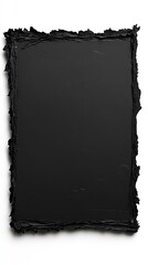 Obraz premium A black rectangular frame with a rough, textured border stands out against a stark white background