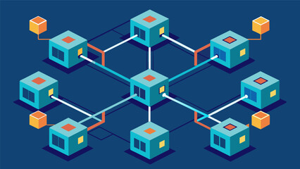 Obraz premium Think of the blockchain data chain like a maze of interconnected tunnels with each block leading to the next creating a complex and secure network of data.. Vector illustration