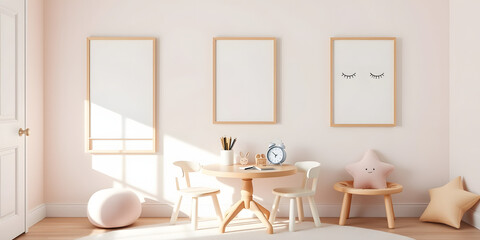 Minimalist Scandinavian Children's Room with Soft Pastel Decor