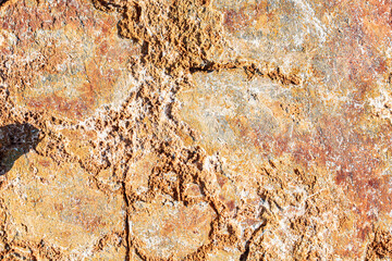 The background is a beautiful rough stone texture in close-up with bright colors of mineral inclusions