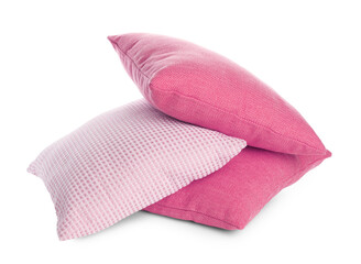 Pillows in crimson color isolated on white