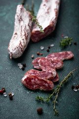 Salami sausage fuet with spice