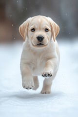 Obraz premium A puppy running through the snow in the snow