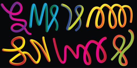 Vibrant Colorful Waves on a Dark Canvas Creating a Stunning Abstract 3D Illusion