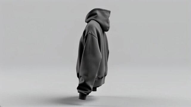 Dark grey boxy fit hoodie jacket mockup in cotton and linen material   front and rear view