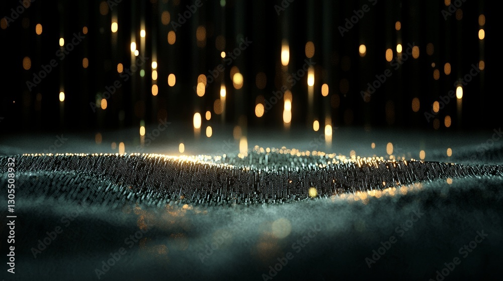 Poster the concept of global connection is represented through the flow of digital information set against 
