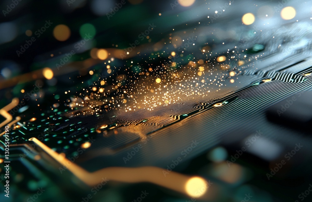 Poster the concept of quantum and machine learning computing is depicted in a 3d illustration of a futurist