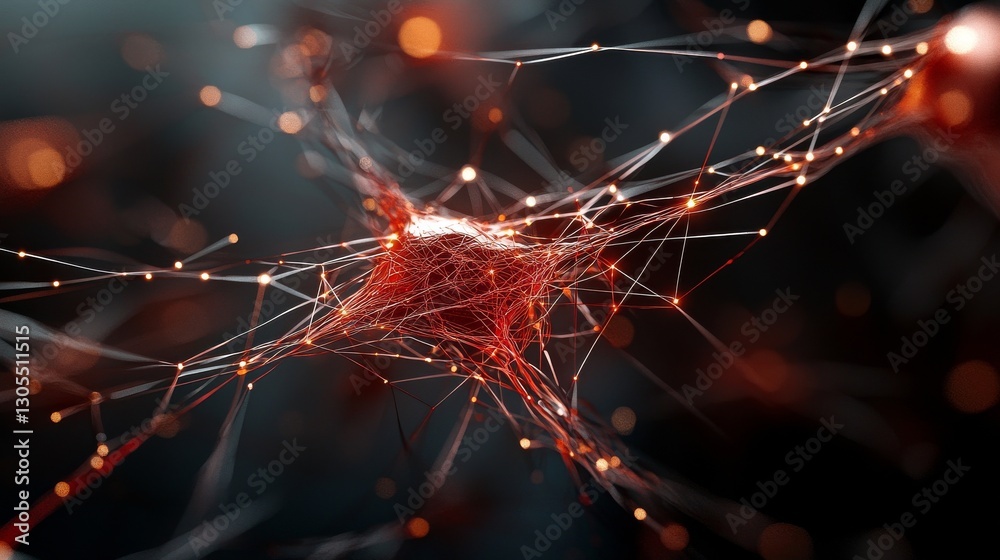 Poster the background image depicts a complex network of connected lines and dots, representing the abstrac