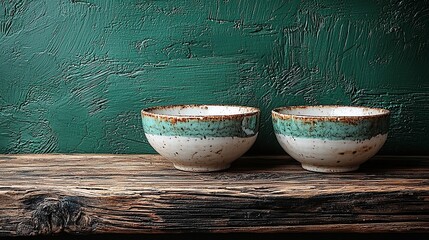 Fototapeta premium A couple of bowls sitting on top of a wooden table